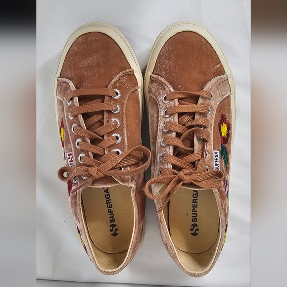 ​Superga 2750 Silk Velvet Sneakers Mauve Floral Embroidered Women’s 8 EU 39 - Picture 12 of 14